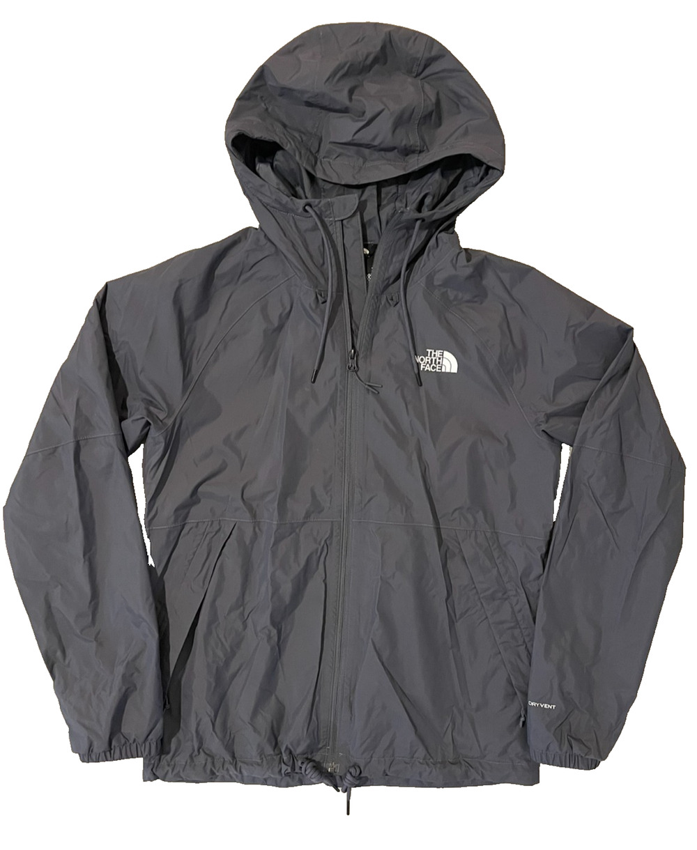 The North Face DryVent Hooded Rain Jacket Windbreaker Mens Sz S Gray Full Zip